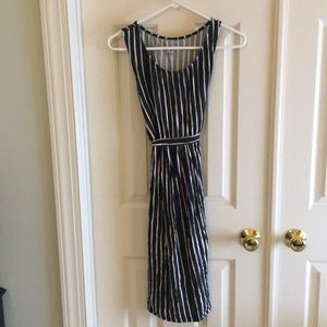 Black and white striped maternity dress